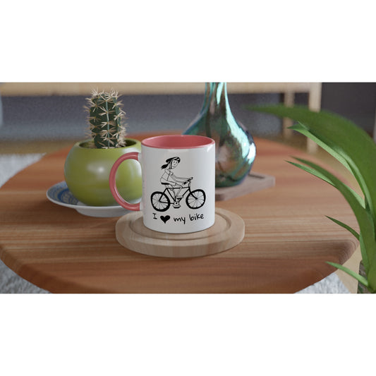 I love my bike ceramic mug - womans